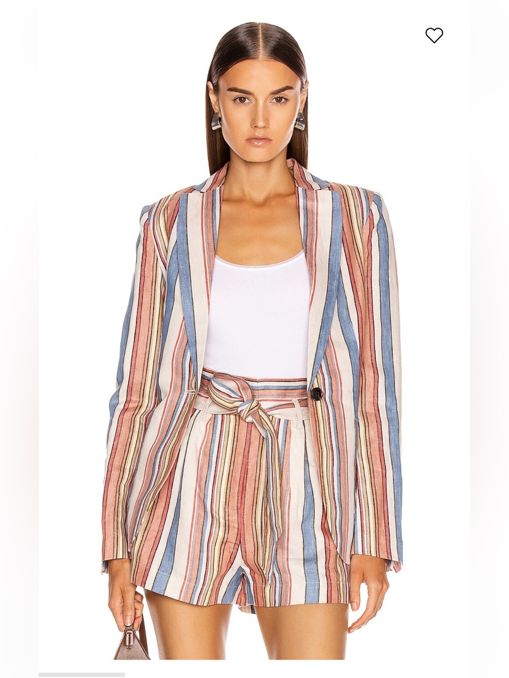 Frame Classic Patch Linen Blazer in Birkin Blue Multi